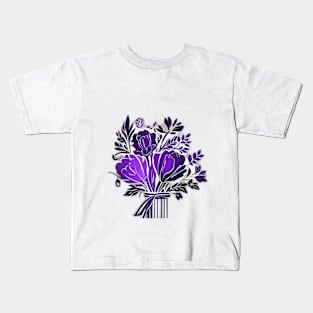 Elegant Purple Floral Bouquet Illustration No. 933 Kids T-Shirt